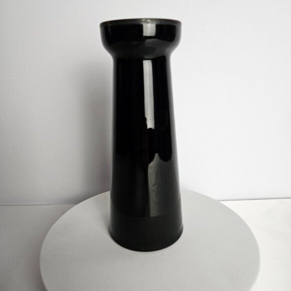 Czechoslovakian Pottery Vase Black Hand-Etched Bird Motif Gloss Finish 6.5"t - Picture 3 of 16